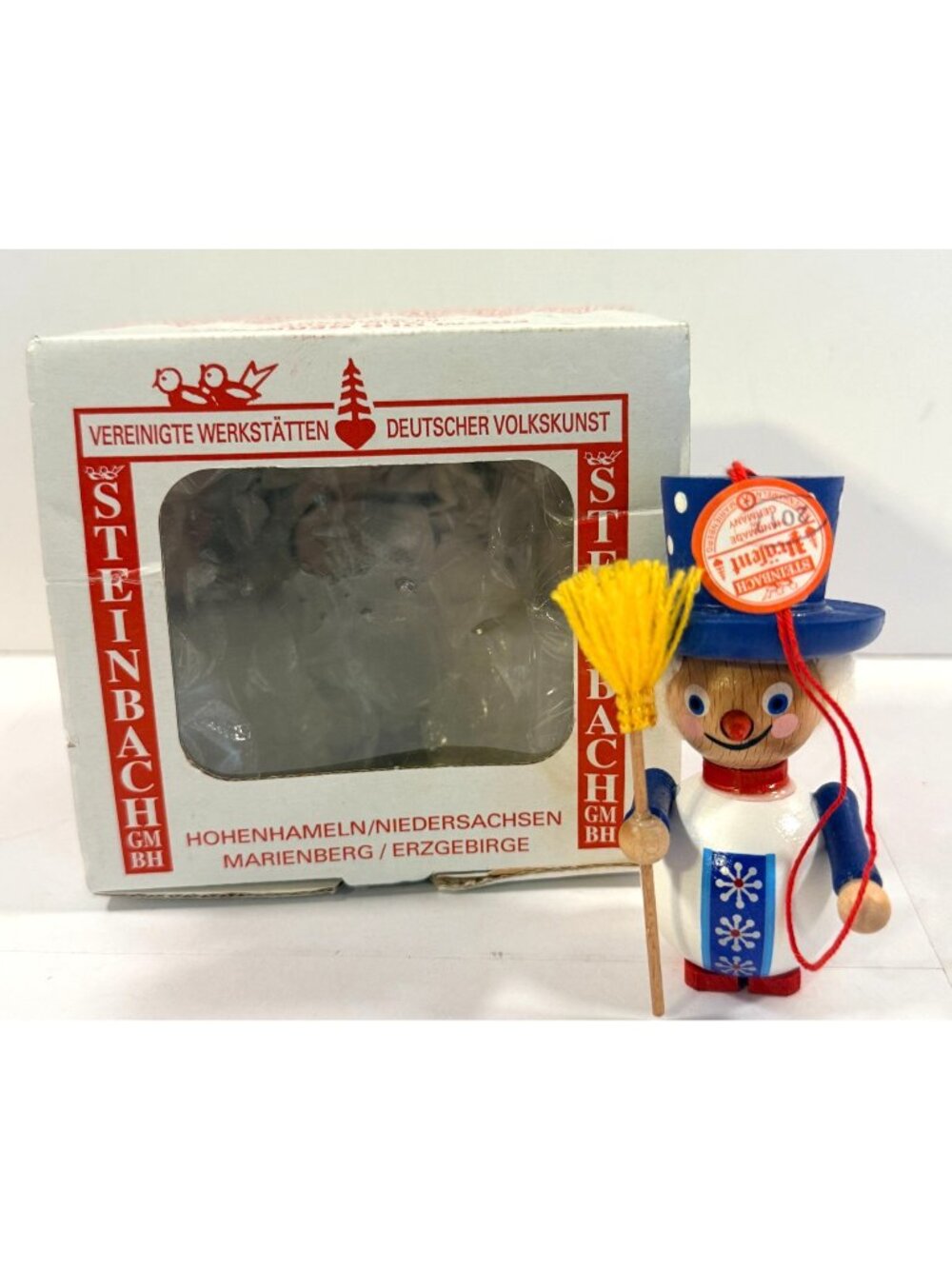 Vintage Steinbach Germany Wooden Snowman Christmas Ornament